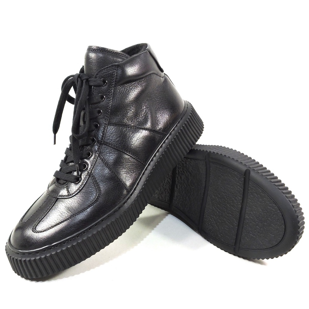 PRINCIPE DI BOLOGNA 🇮🇹 MEN'S BLACK SOFT LEATHER COMFORT WINTER BOOTIE